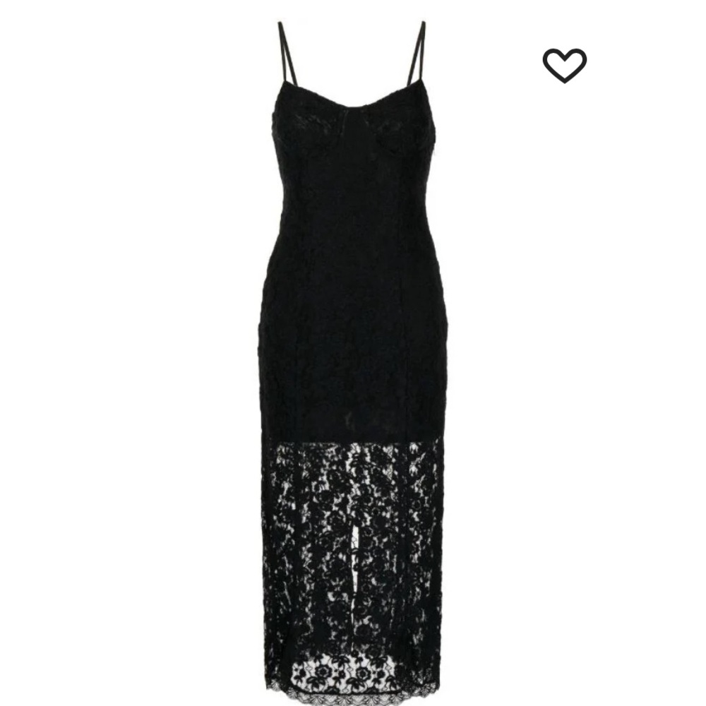LoveShackFancy
Sima midi dress
black lace / sweetheart neck adjustable straps